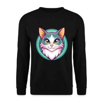 Turc Van Chat Race Dessin Animé Kawaii Animal Pet - Sweat-shirt Unisexe - noir - Devant - Alina (178cm) & Michal (187cm)