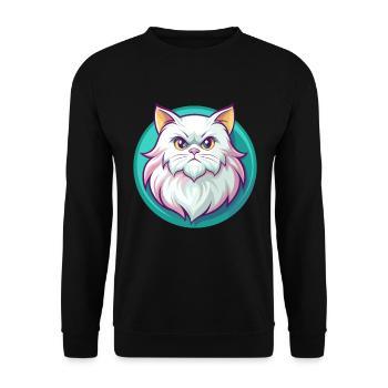 Weiße Langhaarkatze Rasse Karikatur Kawaii - Unisex Pullover - Schwarz - Vorne - Alina (178cm) & Michal (187cm)