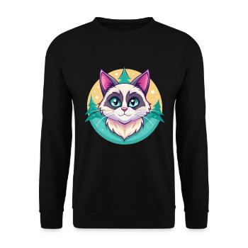Schneeschuh Katze Rasse Karikatur Kawaii Tier Haustier - Unisex Pullover - Schwarz - Vorne - Alina (178cm) & Michal (187cm)