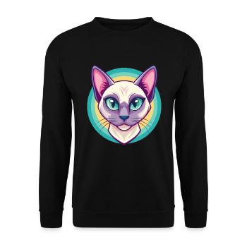 Chat tonkinois race dessin animé Kawaii animal de compagnie - Sweat-shirt Unisexe - noir - Devant - Alina (178cm) & Michal (187cm)