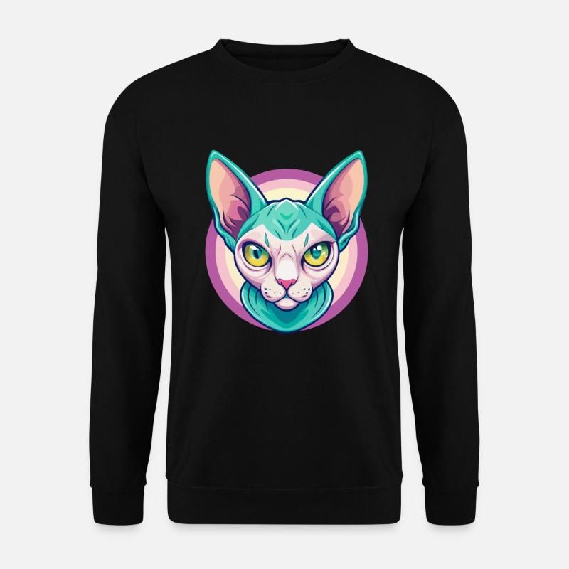 Sphynx Katze Rasse Cartoon Kawaii Tier Haustier - Unisex Pullover - Schwarz