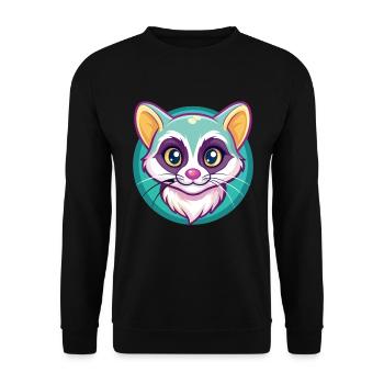 Ringtail américain chat race dessin animé Kawaii Animal - Sweat-shirt Unisexe - noir - Devant - Alina (178cm) & Michal (187cm)