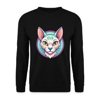Singapura Chat Race Dessin Animé Kawaii Animal Pet - Sweat-shirt Unisexe - noir - Devant - Alina (178cm) & Michal (187cm)