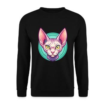 Red Devon Rex Cat Breed Cartoon Kawaii Animal Pet - Unisex Sweatshirt - black - Front - Alina (178cm) & Michal (187cm)