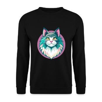 Norwegian Forest Cat Breed Cartoon Kawaii Animal - Unisex Sweatshirt - black - Front - Alina (178cm) & Michal (187cm)
