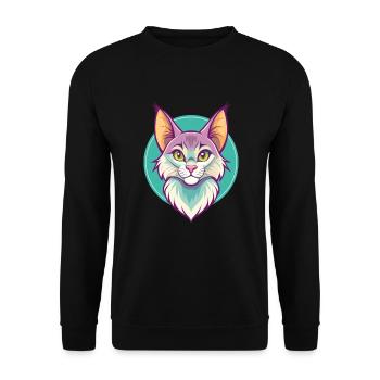 Chat Somali Race Dessin Animé Kawaii Animal Pet - Sweat-shirt Unisexe - noir - Devant - Alina (178cm) & Michal (187cm)