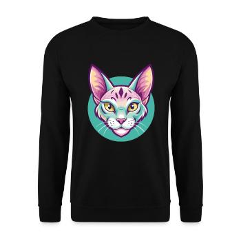 Ocicat Chat Race Dessin Animé Kawaii Animal Animal Pet - Sweat-shirt Unisexe - noir - Devant - Alina (178cm) & Michal (187cm)