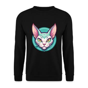 German Rex Cat Breed Cartoon Kawaii Animal Pet - Unisex Sweatshirt - black - Front - Alina (178cm) & Michal (187cm)