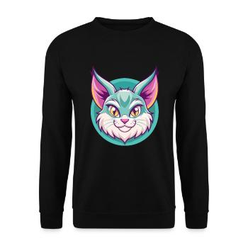 Pixie Bob Cat Breed Cartoon Kawaii Animal Pet - Unisex Sweatshirt - black - Front - Alina (178cm) & Michal (187cm)