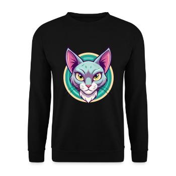 Korat Chat Race Dessin Animé Kawaii Animal Pet - Sweat-shirt Unisexe - noir - Devant - Alina (178cm) & Michal (187cm)