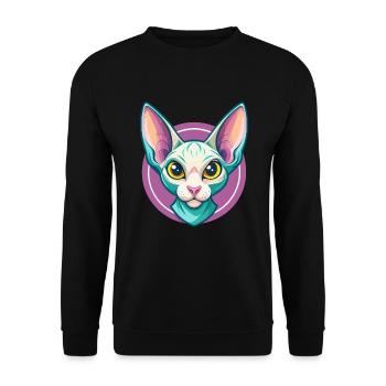Cornish Rex Chat Race Dessin animé Kawaii Animal Pet - Sweat-shirt Unisexe - noir - Devant - Alina (178cm) & Michal (187cm)