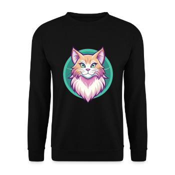 Ingwer Langhaar Katze Rasse Karikatur Kawaii Tier - Unisex Pullover - Schwarz - Vorne - Alina (178cm) & Michal (187cm)