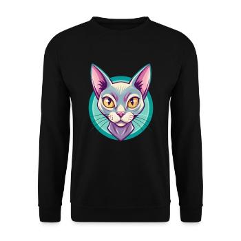 Bombay Chat Race Dessin Animé Kawaii Animal Pet - Sweat-shirt Unisexe - noir - Devant - Alina (178cm) & Michal (187cm)