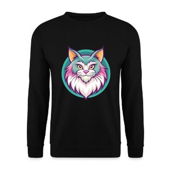German Longhair Cat Breed Cartoon Kawaii Animal - Unisex Sweatshirt - black - Front - Alina (178cm) & Michal (187cm)