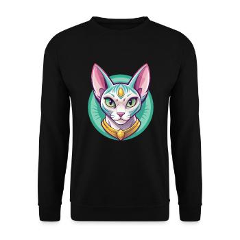 Egyptian Mau Cat Breed Cartoon Kawaii Animal Pet - Unisex Sweatshirt - black - Front - Alina (178cm) & Michal (187cm)