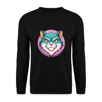 Chypre Chat Race Dessin Animé Kawaii Animal Animal Pet - Sweat-shirt Unisexe - noir - Devant - Alina (178cm) & Michal (187cm)