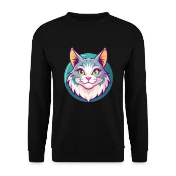 Américain Bobtail Chat Race Dessin Animé Kawaii Animal - Sweat-shirt Unisexe - noir - Devant - Alina (178cm) & Michal (187cm)
