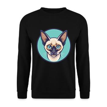 Balinesische Katze Rasse Cartoon Kawaii Tier Haustier - Unisex Pullover - Schwarz - Vorne - Alina (178cm) & Michal (187cm)