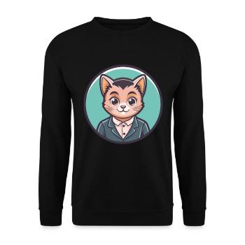 Bambino Cat Breed Cartoon Kawaii Animal Pet - Unisex Sweatshirt - black - Front - Alina (178cm) & Michal (187cm)