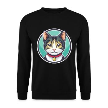 American Wirehair Cat Breed Cartoon Kawaii Animal - Unisex Sweatshirt - black - Front - Alina (178cm) & Michal (187cm)