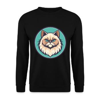 Colorpoint Chat Persan Race Dessin Animé Kawaii Animal - Sweat-shirt Unisexe - noir - Devant - Alina (178cm) & Michal (187cm)