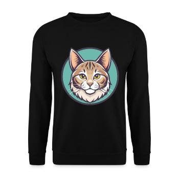 Américain Bobtail Chat Race Dessin Animé Kawaii Animal - Sweat-shirt Unisexe - noir - Devant - Alina (178cm) & Michal (187cm)