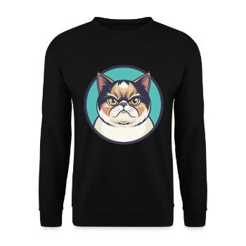 Exotische Kurzhaarkatze Rasse Cartoon Kawaii Tier - Unisex Pullover - Schwarz - Vorne - Alina (178cm) & Michal (187cm)