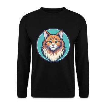 Ingwer Langhaar Katze Rasse Karikatur Kawaii Tier - Unisex Pullover - Schwarz - Vorne - Alina (178cm) & Michal (187cm)