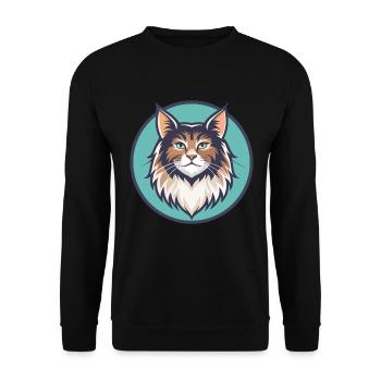 German Longhair Cat Breed Cartoon Kawaii Animal - Unisex Sweatshirt - black - Front - Alina (178cm) & Michal (187cm)