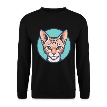 Ocicat Chat Race Dessin Animé Kawaii Animal Animal Pet - Sweat-shirt Unisexe - noir - Devant - Alina (178cm) & Michal (187cm)