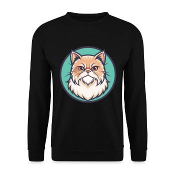 Persische Katze Rasse Cartoon Kawaii Tier Haustier - Unisex Pullover - Schwarz - Vorne - Alina (178cm) & Michal (187cm)