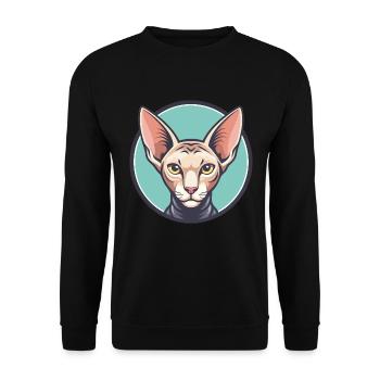 Peterbald Chat Race Dessin Animé Kawaii Animal Pet - Sweat-shirt Unisexe - noir - Devant - Alina (178cm) & Michal (187cm)
