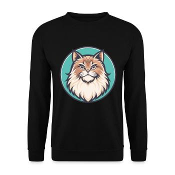 British Longhair Cat Breed Cartoon Kawaii Animal - Unisex Sweatshirt - black - Front - Alina (178cm) & Michal (187cm)