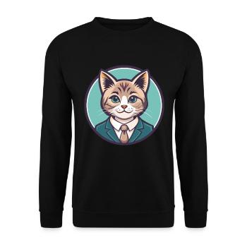 Chantilly Tiffany Chat Race Dessin animé Kawaii Animal - Sweat-shirt Unisexe - noir - Devant - Alina (178cm) & Michal (187cm)