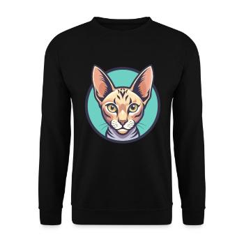 Egyptian Mau Cat Breed Cartoon Kawaii Animal Pet - Unisex Sweatshirt - black - Front - Alina (178cm) & Michal (187cm)