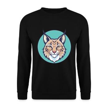 Lynx eurasien Chat race Dessin animé Kawaii Animal Animal Pet - Sweat-shirt Unisexe - noir - Devant - Alina (178cm) & Michal (187cm)