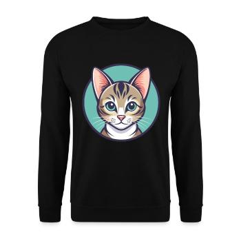 European Shorthair Cat Breed Cartoon Kawaii Animal - Unisex Sweatshirt - black - Front - Alina (178cm) & Michal (187cm)