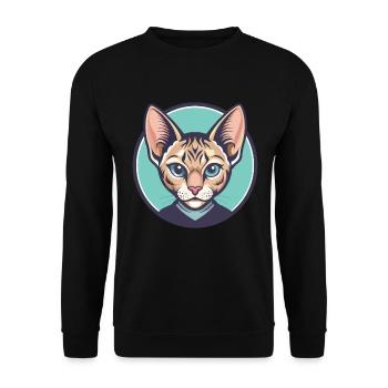 German Rex Cat Breed Cartoon Kawaii Animal Pet - Unisex Sweatshirt - black - Front - Alina (178cm) & Michal (187cm)