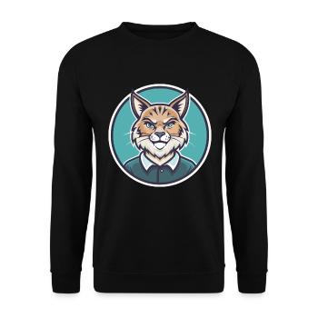 Highlander Katzenrasse Cartoon Kawaii Tier Haustier - Unisex Pullover - Schwarz - Vorne - Alina (178cm) & Michal (187cm)
