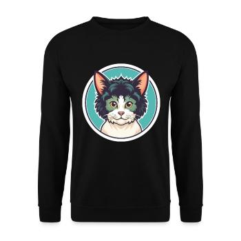 Laperm Chat Race Dessin Animé Kawaii Animal Pet - Sweat-shirt Unisexe - noir - Devant - Alina (178cm) & Michal (187cm)