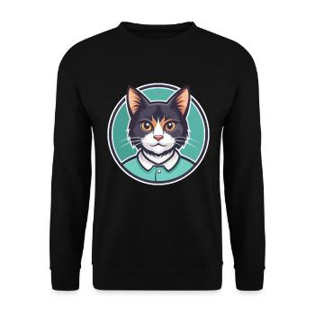 Manx Chat Race Dessin Animé Kawaii Animal Pet - Sweat-shirt Unisexe - noir - Devant - Alina (178cm) & Michal (187cm)