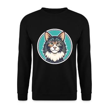 Norwegian Forest Cat Breed Cartoon Kawaii Animal - Unisex Sweatshirt - black - Front - Alina (178cm) & Michal (187cm)