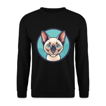 Chat tonkinois race dessin animé Kawaii animal de compagnie - Sweat-shirt Unisexe - noir - Devant - Alina (178cm) & Michal (187cm)