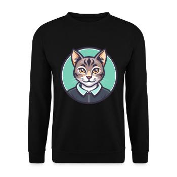 Chypre Chat Race Dessin Animé Kawaii Animal Animal Pet - Sweat-shirt Unisexe - noir - Devant - Alina (178cm) & Michal (187cm)
