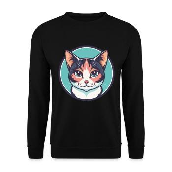 Verdünnte Kattunkatze Rasse Karikatur Kawaii Tier Haustier - Unisex Pullover - Schwarz - Vorne - Alina (178cm) & Michal (187cm)