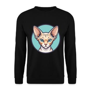 Devon Rex Chat Race Dessin Animé Kawaii Animal Pet - Sweat-shirt Unisexe - noir - Devant - Alina (178cm) & Michal (187cm)