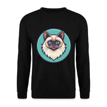 Himalaya-Katzenrasse Karikatur Kawaii Tier Haustier - Unisex Pullover - Schwarz - Vorne - Alina (178cm) & Michal (187cm)