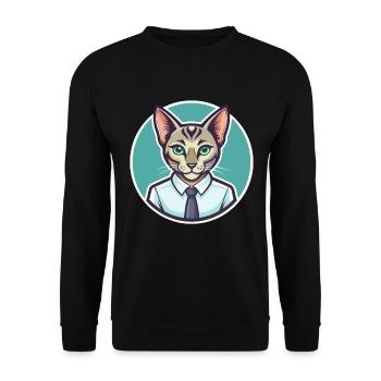 Khao Manee Chat Race Dessin Animé Kawaii Animal Pet - Sweat-shirt Unisexe - noir - Devant - Alina (178cm) & Michal (187cm)