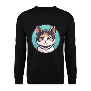 Munchkin Katze Rasse Karikatur Kawaii Tier Haustier - Unisex Pullover - Schwarz - Vorne - Alina (178cm) & Michal (187cm)