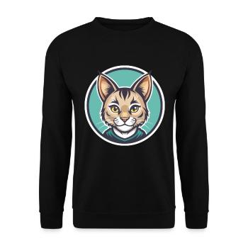 Pixie Bob Cat Breed Cartoon Kawaii Animal Pet - Unisex Sweatshirt - black - Front - Alina (178cm) & Michal (187cm)